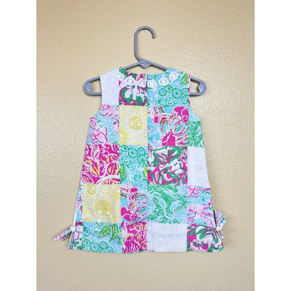 Lilly Pulitzer Girls 2 Patchwork Shift Dress Toddler Sleeveless Zip Back Cotton